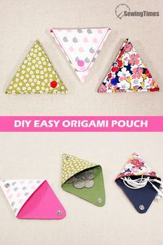 Origami Pouch, Fabric Origami, Ornaments Homemade, Sewing Machine Projects, Scrap Fabric Projects, Sew Ins, Easy Origami, Small Sewing Projects, Diy Sewing Pattern