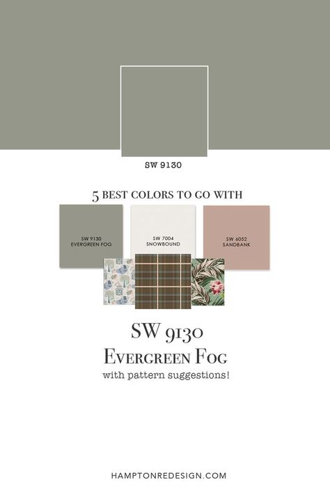 Sherwin Williams Evergreen Fog, Evergreen Fog, 2022 Color Of The Year, Silver Sage, Paint Color Inspiration, Sherwin Williams Colors, House Color Palettes, Paint Color Schemes, Neutral Paint Colors