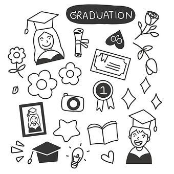 Graduation Doodles, Banner Doodle, Line Art Images, Retro Renovation, Modern Vintage Home, Free Illustration, High Resolution Picture, Free Illustrations, Vintage Images