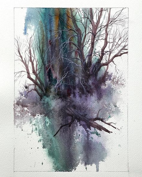 Steve Mitchell on Instagram: “From a #youtube demo a few weeks back. Crossing details from light to dark backgrounds. . . #watercolor #watercolorlandscape #watercolour…” Watercolour Landscape, Watercolor Journal, Tree Painting, Watercolor Landscape, Watercolor Background, Dark Backgrounds, Painting Inspiration, Watercolor Paintings, Abstract Artwork