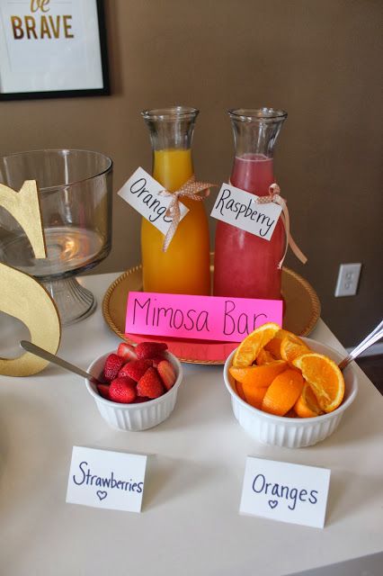 A Brunch Engagement Party {Mimosa Bar!!} good thing they labeled the strawberries and oranges! People might not know what's what! Engagement Party Brunch, Engagement Brunch, Mimosa Bar, Bridal Shower Brunch, Brunch Party, Wedding Time, Morning Wedding, Mimosa, Friend Wedding