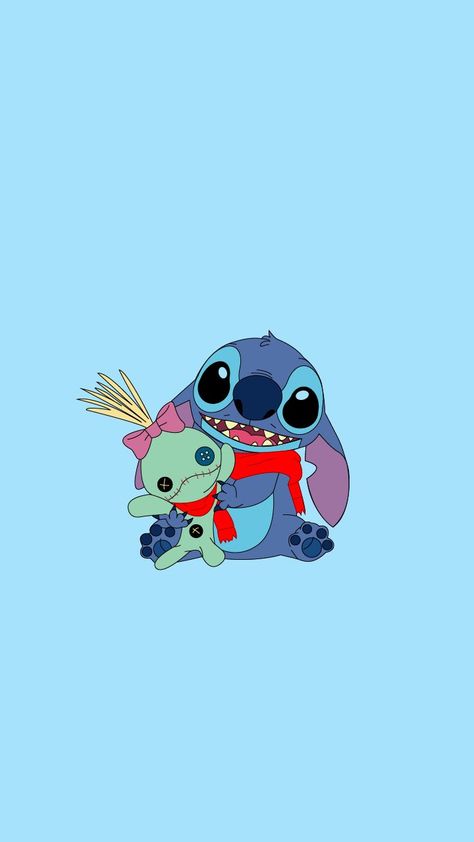 Stitch with stuffed animal Background for the Phone, the background is light blue. Honeycombs Drawings, Wallpaper Stitch, Stitch And Lilo, Minimalistic Tattoo Ideas, Stitch Wallpaper, Cute Iphone Wallpaper Tumblr, Stitch Drawings, ليلو وستيتش, Minimalistic Tattoo