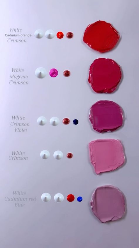 @zart_02 | Color Recipes #mixingcolors #colorchart #mixingpaint | Instagram What Colors Make Pink, Acrylic Colour Mixing Chart, Skin Tone Colors, How To Make Pink, Color Mixing Chart Acrylic, Color Mixing Guide, Mixing Paint Colors, Color Theory Art, Color Knowledge