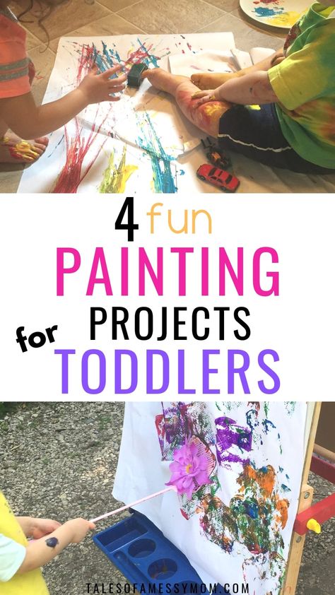 Fun & Easy Toddler Painting Ideas - Tales of a Messy Mom Painting Ideas Toddlers, Toddler Painting Ideas, Painting Ideas For Toddlers, Activities For 2 Year, Painting For Children, Activities Board, Nanny Activities, Toddler Chores, Easy Toddler Crafts