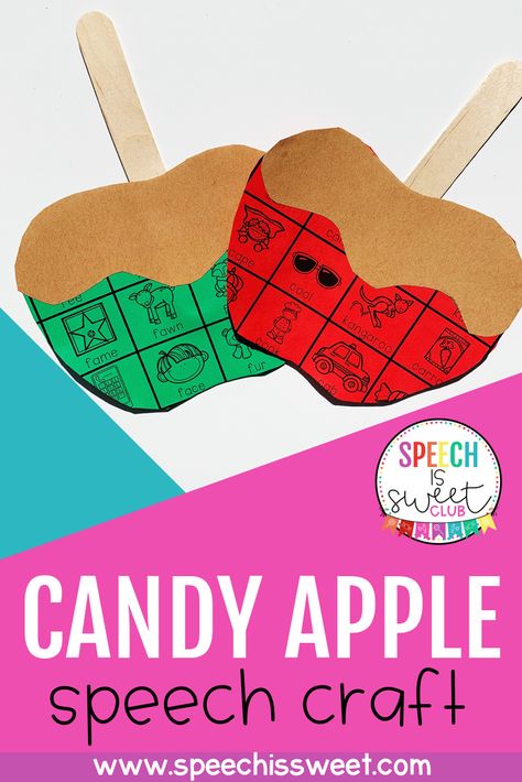 Apple Speech And Language Activities, Fall Speech Activities, Fall Speech Therapy Crafts, Fall Speech Therapy Activities, Articulation Activities Preschool, Speech Lessons, Speech Crafts, Speech Therapy Crafts, Speech Games