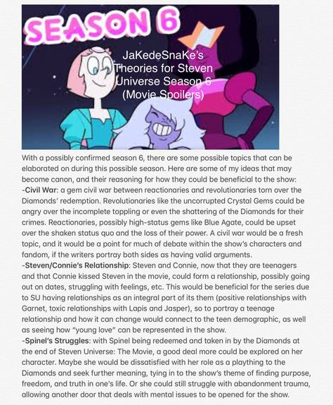 JaKedeSnaKe’s Theories for Steven Universe Season 6 (Movie Spoilers) Universe Theories, Steven Universe Theories, Gravity Falls, Steven Universe, Universe, Quick Saves