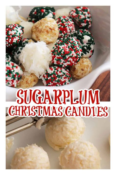 Sugarplum Christmas Candy Recipe - AimeeStock.com Sugarplum Recipe, Sugarplum Cookies, Classic Snowball Cookies, Cranberry Orange Muffin Recipe, Cocktail Meatball Recipes, Orange Muffin Recipe, Peanut Butter Blossoms Recipe, Cranberry Orange Shortbread Cookies, Sugarplum Christmas