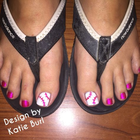 Baseball Nails, Sports Baseball, Womens Flip Flop, Hot Pink, Nail Art, Baseball, Nails, Hair Styles, Sports