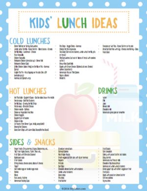 Kids Lunch Ideas (and FREE Fridge Printable!) - MyLitter - One Deal At A Time Kids Lunch Menu, Cold School Lunches, Creative School Lunches, Daycare Meals, Kids Lunch Ideas, Kindergarten Lunch, Preschool Lunch, Easy School Lunches, Daycare Menu