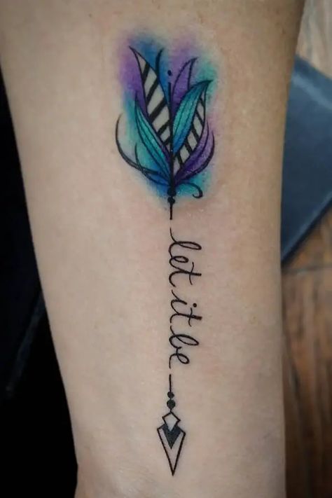 Let It be Let It Be Tattoo, Watercolor Arrow Tattoo, Sky Tattoo, Arrow Tattoos For Women, Targaryen Tattoo, Go Tattoo, Tiny Wrist Tattoos, Dragon Tattoo For Women, Feather Tattoo Design