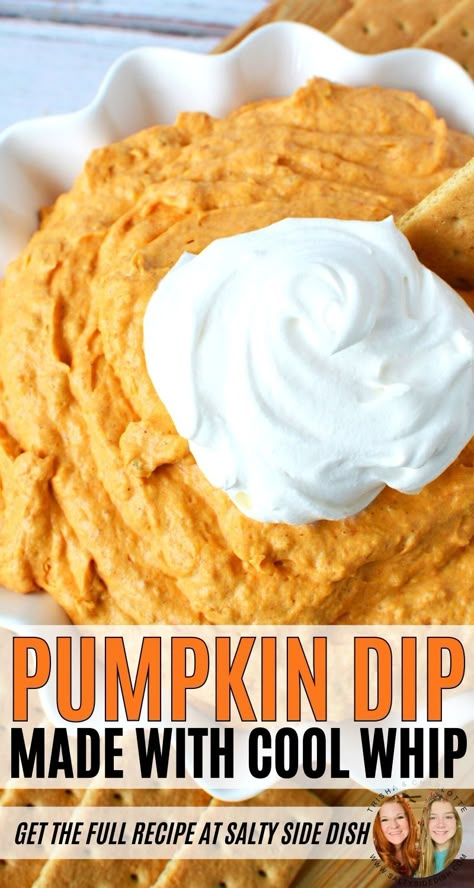 Recipe With Cool Whip, Easy Pumpkin Dip, Fluff Dip, Pumpkin Fluff Dip, Pumpkin Dip Recipe, Fall Dip, Recipes With Cool Whip, Pumpkin Pie Dip, Pumpkin Fluff