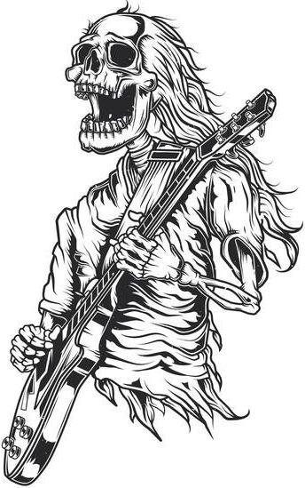 Skeleton Playing Guitar, Joker Art Drawing, Main Gitar, Gift For Him Birthday, Geniale Tattoos, Tshirt Printing Design, Free Vector Illustration, Joker Art, Music Tattoos