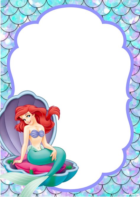 Mermaid Birthday Party Invitations Free Printable, Tinkerbell Invitations, Little Mermaid Invitations, Mermaid Birthday Party Invitations, Mermaid Invitation, Birthday Invitation Cards, Templates Birthday, Princess Birthday Invitations, Little Mermaid Party