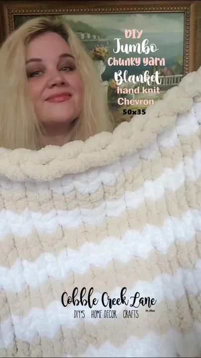 CobbleCreekLane on TikTok Diy Yarn Blanket, Chunky Blanket Pattern Free, Baby Blanket Crochet Pattern Chunky Yarn, Hand Knitting Blanket Tutorials, How To End A Chunky Blanket, What To Make With Chunky Yarn, Jumbo Yarn Crochet, Chunky Knit Blanket Patterns, Jumbo Yarn Blanket