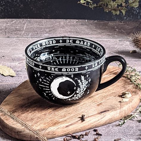 Goth Boho Decor, Goth Kitchen, Tarot Gifts, Wiccan Decor, Novelty Cups, Witchy Halloween, Witchy Home Decor, Halloween Moon, Witchcraft Supplies