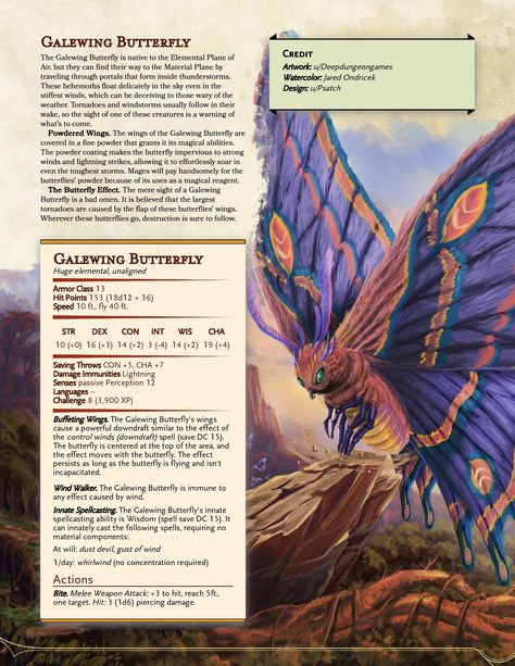 Dnd Butterfly, Fighter Archetype, Frost Knight, Monsters Dnd, Butterfly Swarm, Pokemon Dungeon, Huge Butterfly, Homebrew Monsters, Eldritch Knight