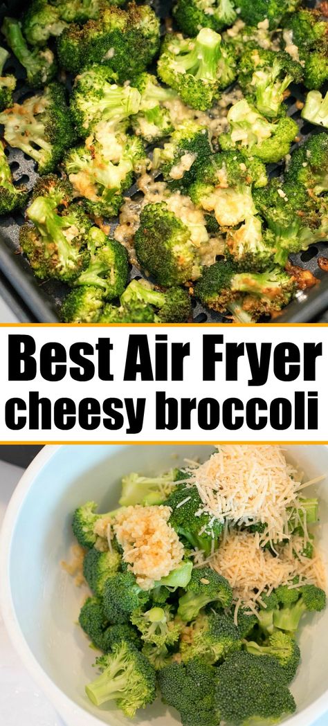 Broccoli in air fryer is quite easy. Toss it in parmesan and olive oil for a crispy cheesy taste that's a great side dish with any meal. #airfryerrecipes #ninjafoodirecipes #foodi #foodirecipes #airfryerbroccoli #broccoli #airfryervegetables #ninjafoodibroccoli Broccoli In Air Fryer, Cheesey Broccoli, Broccoli And Cheese Recipe, Broccoli Parmesan, Air Fryer Broccoli, Recipes Broccoli, Best Asparagus Recipe, Air Fryer Recipes Snacks, Asparagus Recipes Baked