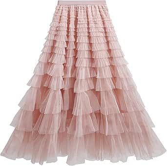 Women's A Line Tulle Midi Skirt Tutu Tiered Petticoat Skirts Tea-Length Elastic Waist Tutu Skirts Dusty Light Pink, Adult Tulle Skirt, Womens Tulle Skirt, Tiered Tulle Skirt, Skirt Tutu, Tulle Long Skirt, Tutu Skirts, Fairy Skirt, Tulle Midi Skirt