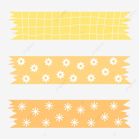 Orange Washi Tape Png, Yellow Tape Aesthetic, Yellow Washi Tape Png, Yellow Washi Tape Printable, Yellow Stickers For Journal, Yellow Scrapbook Stickers, Orange Journal Ideas, Yellow Aesthetic Stickers, Yellow Scrapbook