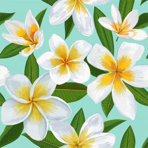 Flores Plumeria, Flower Pattern Drawing, Rose Gold Texture, Flower Duvet, Floral Textile, Plumeria Flowers, Seamless Background, Flower Art Painting, Seamless Pattern Vector