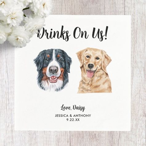 Dog Wedding Cocktail Napkins Make Napkins, Wedding Cocktail Napkins, Wedding Napkin, Wedding Cocktail, Wedding Drink, Dog Wedding, Wedding Cocktails, Kids Nursery Decor, Wedding Napkins