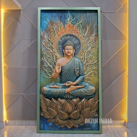 Buddha Wall Mural, Buddha Painting Canvas, Mindfulness Art, House Balcony, House Balcony Design, Meditation Decor, Buddha Wall Art, Meditation Area, Sacred Spaces