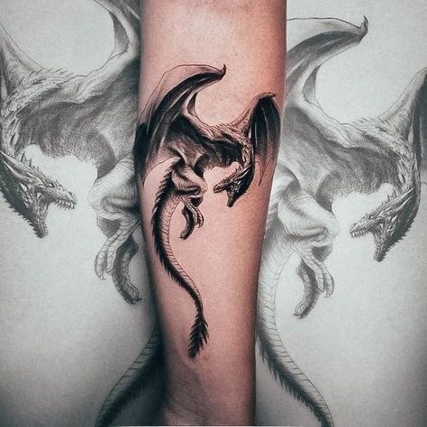 Show Design Ideas, Dragon Tattoo Game Of Thrones, Dragon Tattoo Drawing, Game Of Thrones Tattoo, Lord Of The Rings Tattoo, Brain Tattoo, Small Dragon Tattoos, Dragon Tattoo Art, Show Design