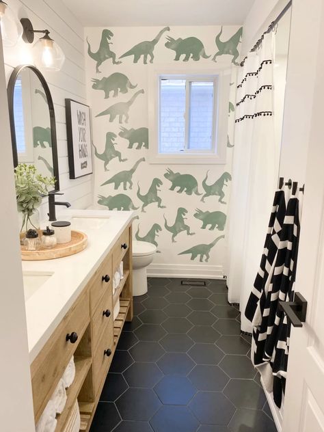 Kids bathrooms are a great place to have a little fun with a bathroom remodel. Learn more about layout, storage options, and design in this post. Boy Bathroom Ideas, Kids Bathroom Boys, Modern Kids Bathroom, Toddler Bathroom, Boys Bathroom Decor, Kids Bathroom Makeover, Kids Bathroom Design, Kids Bathroom Remodel