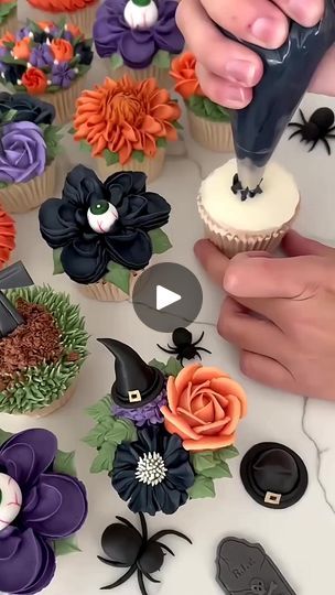 390K views · 6.9K reactions | Culinary artistry served on a plate! 🍽️🎨
.
.
.
.
.
.
.
.
.
#reels #reelsfb #reelsvideos 
#viral #foryou #fyp 
#trending #cake #cupcakes #cakedesign#cakedecorating
#flowers | Cake Baking Fall Flower Cupcake Tutorial, Halloween Floral Cupcakes, Piping Frosting, Love Decorations, Frosting Techniques, Buttercream Flowers, Decoration Piece, Halloween Cakes, Cake Decorating Tips