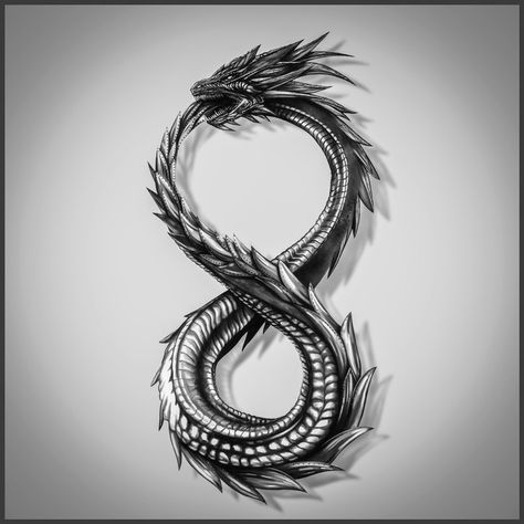 Infinity Dragon Tattoo Designs, Ouroboros Tattoo Dragon Infinity, Infinity Dragon Tattoo, Dragon Infinity Tattoo, Ouroboros Dragon Tattoo, Infinity Ouroboros, Ouroboros Art, Simbols Tattoo, Tail Tattoo