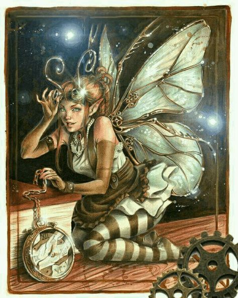 Cute lil steampunk faerie Steampunk Kunst, Steampunk Fairy, Pixies Fairies, Fairy Dragon, Fairy Artwork, Fairy Magic, Steampunk Art, Beautiful Fairies, Fantasy Fairy