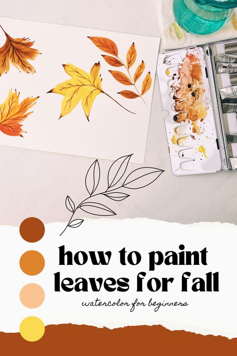 Learn how to paint leaves for fall with this watercolor tutorial for beginners. Elevate your fall vibes and start your painting journey. 👇 How To Paint A Leaf, Watercolor Tutorial For Beginners, Paint Autumn, Leaves Tutorial, Watercolor Fall Leaves, Paint Leaves, Watercolor Tutorial, Paint Watercolor, Learn How To Paint