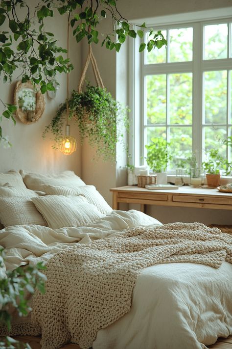 interior design Plant Covered Bedroom, Green Room Ideas Bedroom Simple, Twin Bed Ideas For Small Room Aesthetic, Bedroom With Lots Of Plants, Cozy Bedroom Plants, Room Full Of Plants, Cozy Small Bedroom Ideas, Bedroom With Plants, Plant Bedroom Aesthetic