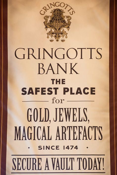 Your Guide to the Details Fans Will Appreciate About Gringotts Bank in The Wizarding World of Harry Potter — Wishes Family Travel Harry Potter World Orlando, Hogwarts Classroom, Harry Potter Templates, Harry Potter Stencils, Gringotts Bank, Islands Of Adventure Orlando, World Printable, Harry Potter Halloween Party, Printable Props