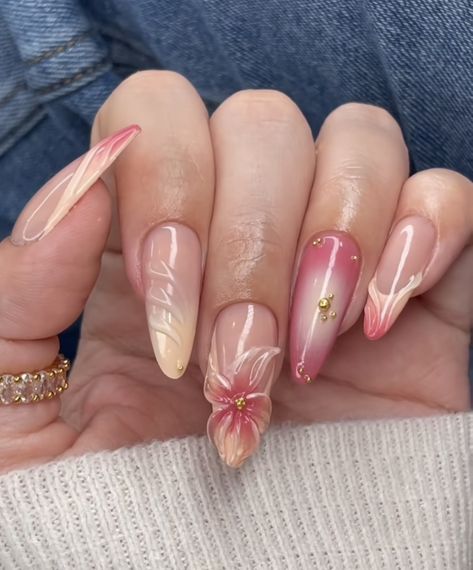 Formal Nails, Abstract Nail Art, Grunge Nails, Summery Nails, Gradient Nails, Nail Jewelry, Pink Acrylic Nails, Dream Nails, Nail Tips