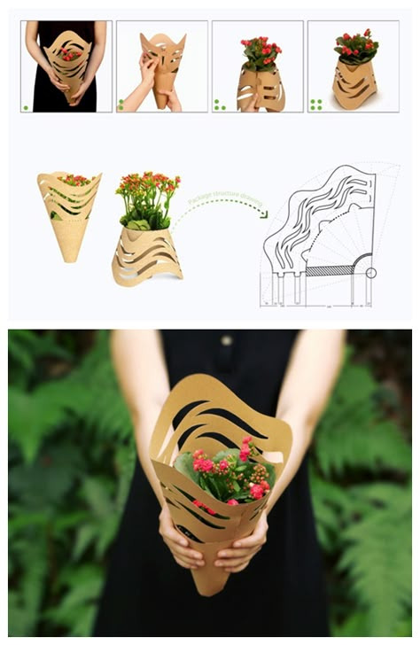 Plant Box Design, Bunny Flower, Packaging Design Trends, Small Flower Pots, Paper Vase, Packaging Template, Plant Box, Gift Box Template, Graphic Design Packaging