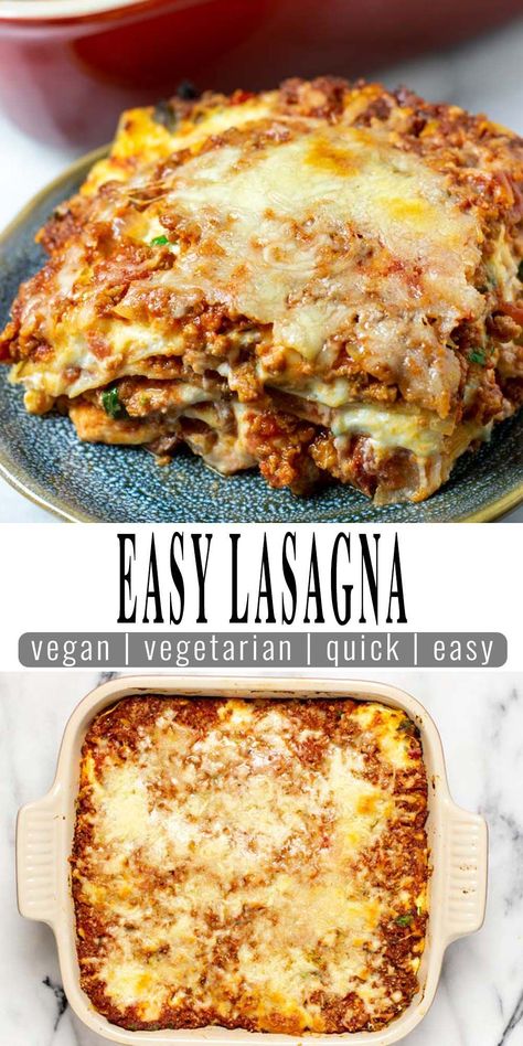 Get ready to wow your family and friends with this amazing Easy Homemade Lasagna recipe! 😍 The perfect blend of rich, creamy sauce, tender noodles, and savory vegan meat will have everyone asking for seconds. Don't forget the cheesy goodness that makes this dish irresistible! 🧀 Vegan Gluten Free Lasagna Recipe, Pescatarian Lasagna Recipe, Easy Vegan Lasagna Recipe, Roasted Vegetable Lasagna Recipe, Egg Free Lasagna Recipe, Vegan Gluten Free Lasagna, Beyond Meat Lasagna, Vegetarian Lasagna Easy, Eggless Lasagna