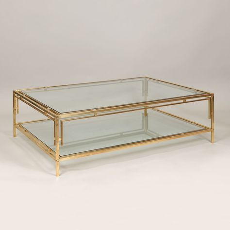 Bridgehampton Coffee Table - Vaughan Designs Brass Coffee Table Living Room, Brass And Glass Coffee Table, Center Table Living Room, Displaying Books, Brass Coffee Table, Large Coffee Tables, Transitional House, Glass Coffee Table, Living Room Coffee Table