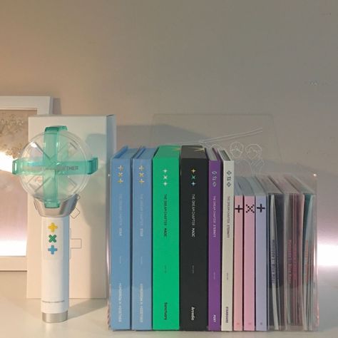 Txt Collection Aesthetic, All Txt Albums, Album Shelf, Kpop Albums Shelf, Txt Album, Lightstick Kpop, Kpop Room, Kpop Albums, I Tried My Best