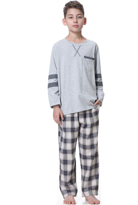 PRICES MAY VARY. 100% Cotton,soft comf premium quality sleepwear set made for smooth soft hand feel and skin-friendly EXCELLENT DESIGN:Basic style set,long sleeve,round v neck,contrast,plaid,elastic waist,ensuring a comfortable fit everyday. Size Reference: Small=US 12(US 10-12 Years); Medium=US 14(US 13-15 Years); Two-piece sleepwear:long shirt &pants,Medium Thickness Best for Spring,Autumn and Winter. Big boys kids pajama set is great for sleepwear,loungewear,casual wear.this classic sets are Kawaii Moodboard, Round V Neck, Kids Pajamas Boys, Girls Pajama, Boys Night, Boys Sleepwear, Boys Knits, Cotton Sleepwear, Boys Plaid