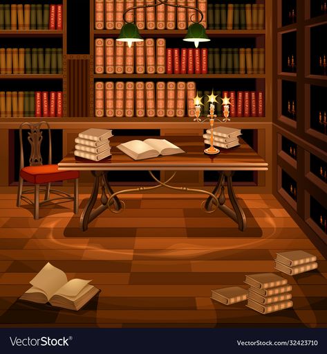 Room With Bookcase, Wood Cartoon, Home Study Rooms, Flat World, Library Bookshelves, White Bookshelves, Library Bookcase, Library Table, City Library