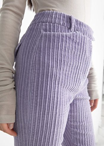 High Waist Corduroy Trousers - Lilac - High Waisted Trousers - & Other Stories US Simple Fall Outfits, Shop Pants, Corduroy Trousers, Fashion Story, High Waisted Trousers, Pair Of Pants, Black Design, Shirt Outfit, Access Denied