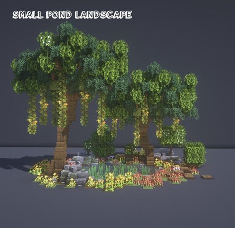 Minecraft Tree, Pond Landscape, Minecraft Garden, Minecraft Idea, Bangunan Minecraft, Minecraft Farm, Minecraft Cottage, Easy Minecraft Houses, Diy Minecraft