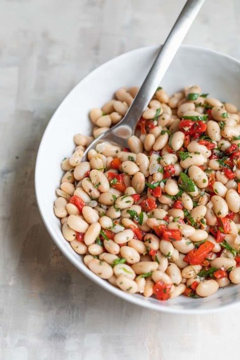 Marinated White Bean Salad Recipe | Italian Herb Blend Marinated Salad Recipes, Quick Easy Family Meals, White Bean Salad Recipes, Family Meal Recipes, Bean Salad Recipe, Recipe Italian, White Bean Salad, Recipes Easy Dinner, Bean Salad Recipes