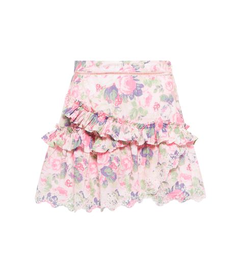 LoveShackFancy - Pernille floral cotton miniskirt | Mytheresa Heart Platforms, Love Shack Fancy, Cotton Skirt, Pink Love, Invisible Zipper, Summer Wardrobe, Boho Shorts, Vintage Designs, Womens Skirt