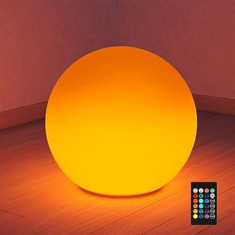 16 Inch Ultra-Fun LED Ball Light, Rechargeable Globe Floor Lamp w/Remote, 16 RGB Color Changing Orb Light, Waterproof Outdoor Ambiance Lighting, Pool Party Decorations - Amazon.com Led Ball Lights, Outdoor Ambiance, Globe Floor Lamp, Orb Light, Led Ball, Outdoor Decorative Lights, Ambiance Lighting, Pool Party Decorations, Outdoor Garden Lighting