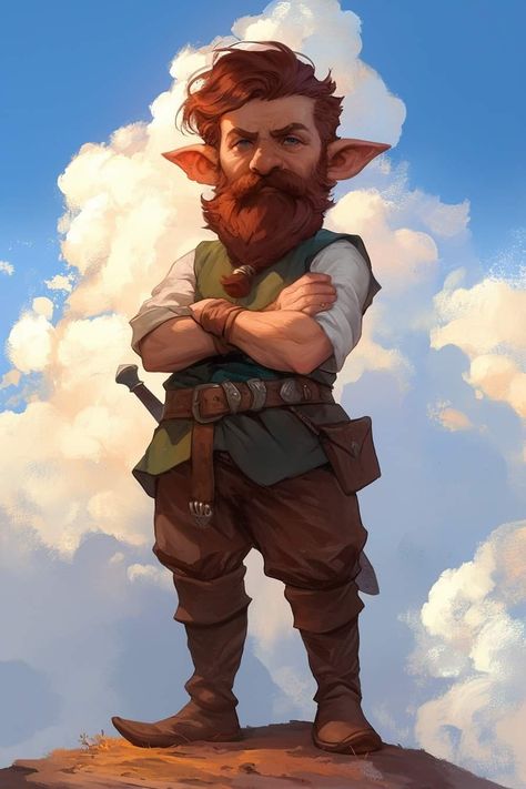 Hobbit Character Design, Rock Gnome Dnd, Dnd Gnome Art, Dnd Halfling Male, Bard Character Art, Gnome Sorcerer, Dnd Halfling, Gnome Dnd, Dnd Character Design