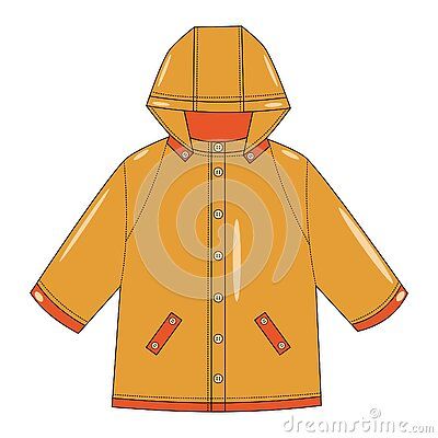 yellow-raincoat-buttons-vector-illustration-flat-technique Raincoat Tattoo, Raincoat Illustration, Geometrical Prints, Cute Raincoats, Illustration Flat, Raincoat Kids, Kids Vector, Yellow Raincoat, Paint Paper