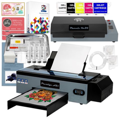 Prestige Direct To Film (DTF) Printer with 16" x 20" Curing Oven DTF Bundles Prestige Starting A Clothing Business, Alphabet Worksheets Kindergarten, Swing Design, Dtf Printer, African Pattern, Inkjet Printer, Training Video, Stencil Designs, Rubber Material