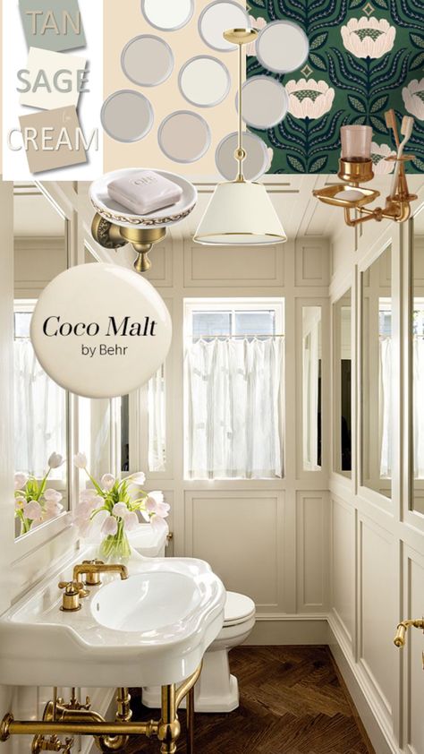 Behr Coco Malt, Jessica Helgerson Interior Design, Jessica Helgerson, Retro Bathroom Decor, Paint Trends, Behr Paint Colors, Dining Room Cozy, Retro Bathrooms, Decor Ikea